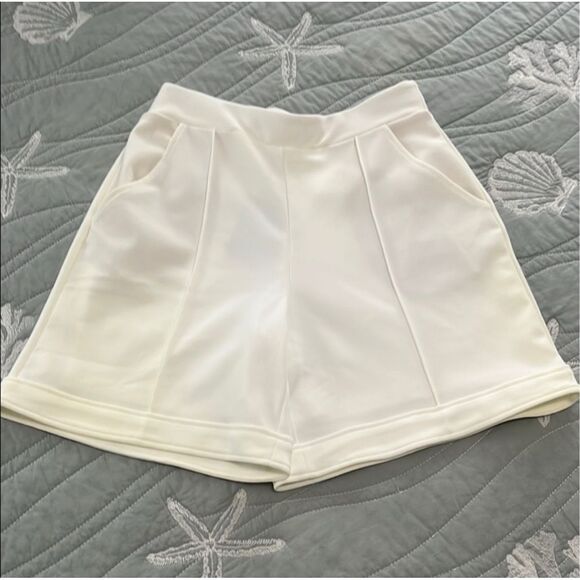 BOSTON PROPER | white trouser high waist shorts NWT 6 - Picture 1 of 5